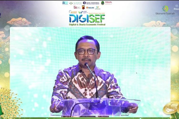 Deputi Gubernur Bank Indonesia Juda Agung saat acara Digital and Sharia Economic Festival (DIGISEF) yang disiarkan virtual, Jumat (2/9/2022).