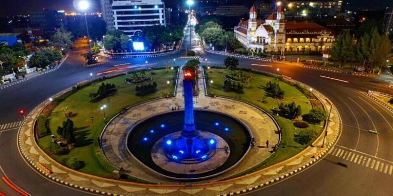 Bundaran Tugu Muda di Kota Semarang, Jawa Tengah.