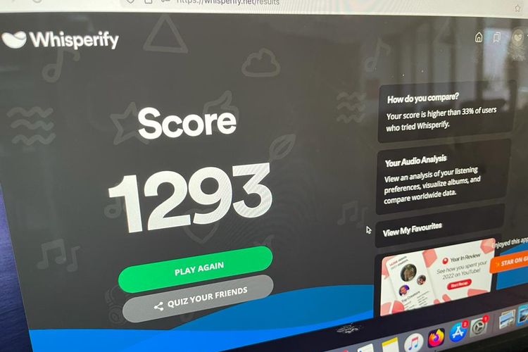 Tampilan game tebak lagu Whisperify Spotify yang ramai di Twitter.
