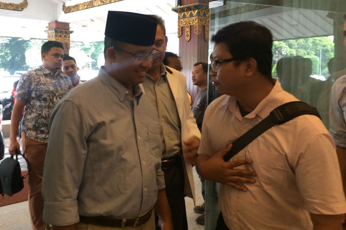 Cagub DKI Jakarta Anies Baswedan saat rapat konsolidasi PKS untuk memenangkan Anies-Sandi di Jakarta, Kamis (13/4/2017).