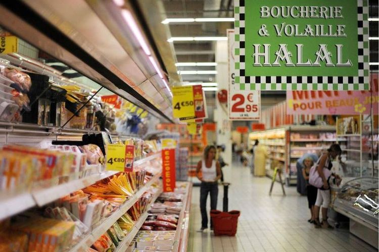 Ilustrasi toko makanan dan minuman halal di Perancis.