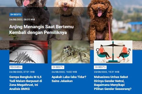 [POPULER SAINS] Anjing Menangis Saat Bertemu Pemiliknya | Gempa Bengkulu Berpusat di Zona Megathrust | Apakah Laba-laba Tidur