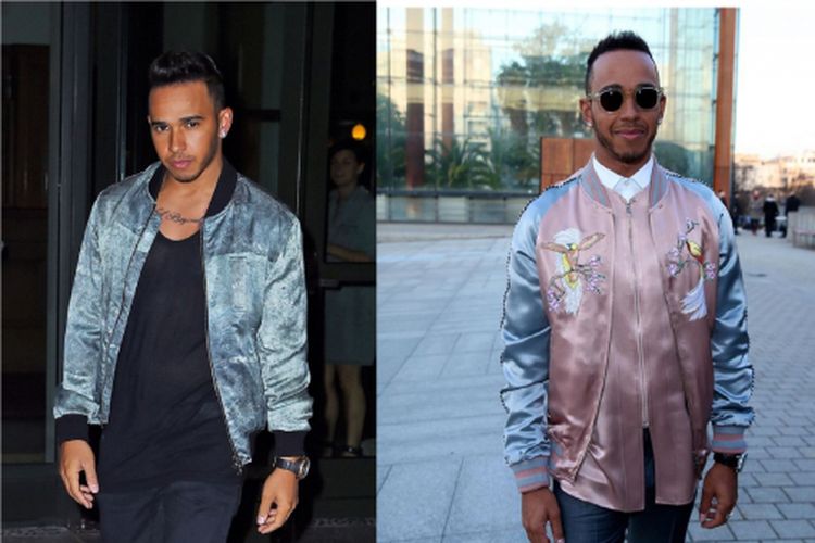 Lewis Hamilton dengan bomber jaket