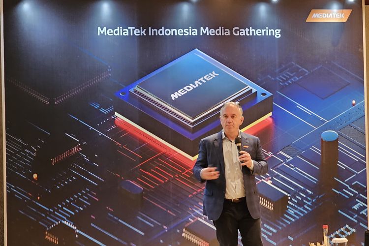 Vice President Corporate Marketing MediaTek Finbarr Moynihan hadir dalam acara bertajuk MediaTek Media Briefing di Jakarta Pusat, Kamis (25/5/2023).