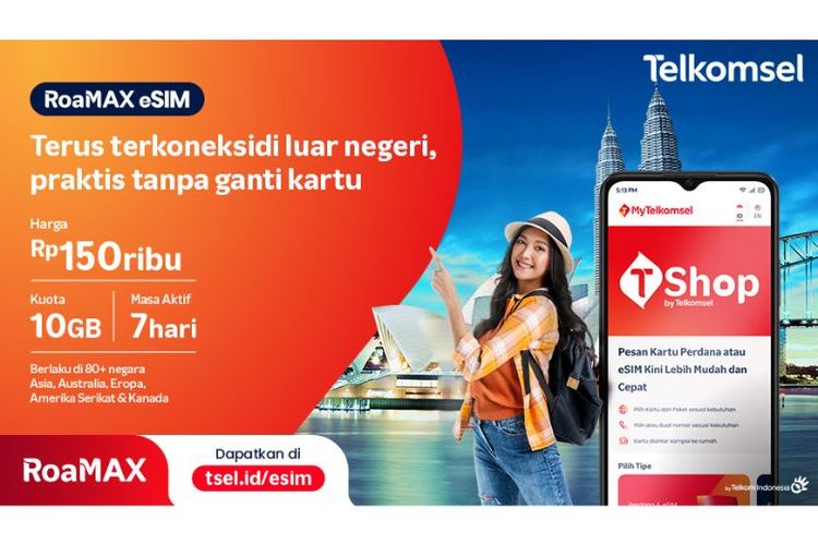 RoaMAX eSIM Telkomsel bikin internetan di luar negeri makin praktis tanpa perlu ganti kartu. 