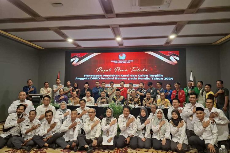 KPU Banten menggelar penetapan caleg DPRD Banten terpilih hasil Pemilu 2024 di Hotel Aston Serang. Kamis (2/5/2024).