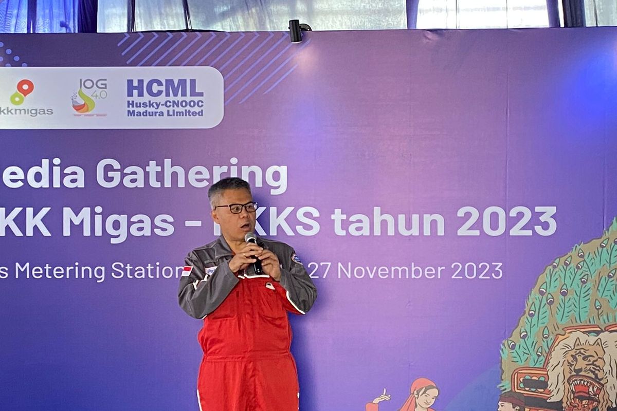 VP Operations HCML Perkasa Sinagabariang saat ditemui di Gas Metering Station (GMS) HCML di Pasuruan, Jawa Timur, Senin (27/11/2023).