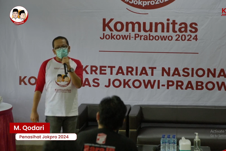 Tangkapan layar Direktur Eksekutif Indo Barometer M Qodari saat menghadiri acara syukuran Kantor Sekretariat Nasional Komunitas Jok-Pro 2024 di Jakarta, Sabtu (19/6/2021)