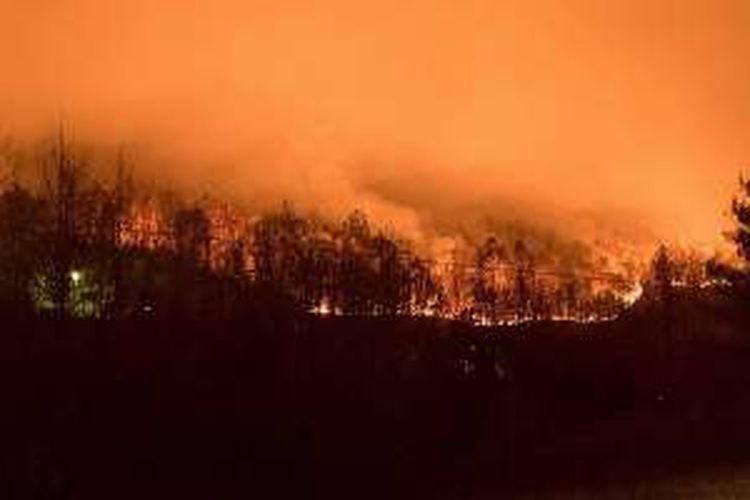 Kebakaran hutan di Kentucky, AS, awal bulan November 2016.