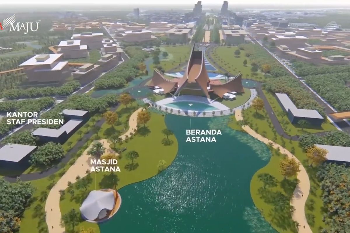 Foto tangkapan layar YouTube Sekretariat Presiden: konsep desain ibu kota baru Nagara Rimba Nusa, pemenang sayembara Kementerian PUPR. 