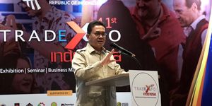 Menteri Perdagangan Budi Santoso (Mendag Busan) dalam CEO Gathering di Surakarta, Jawa Tengah (Jateng), Kamis (20/8/2026).