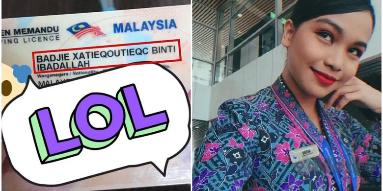 Mantan pramugari Malaysian Airlines, Belle, memiliki nama lengkap Badjie Xatieqoutieqc Ibadallah. Wanita keturunan Sunda ini menjadi perbincangan di Twitter karena namanya.