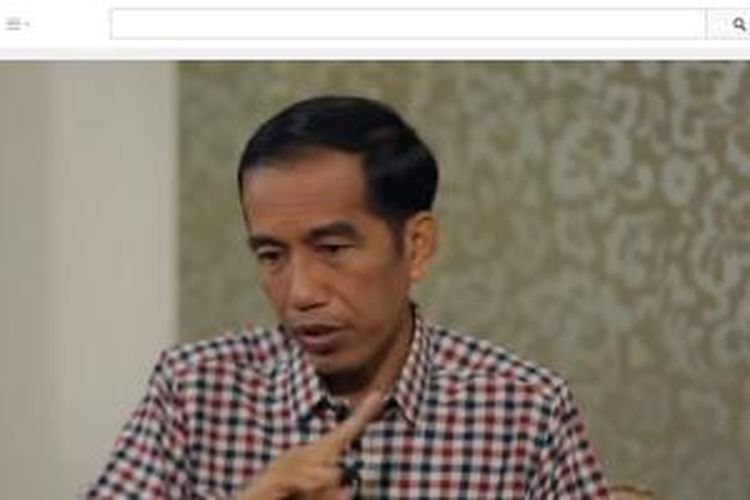 Video wawancara Jokowi tentang penguatan KPK dan pemberantasan korupsi di YouTube.