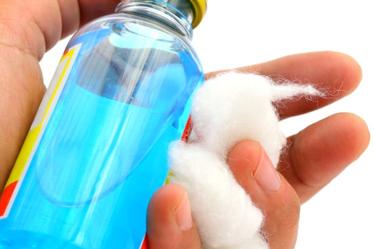 Ilustrasi alkohol isopropil, alkohol gosok.