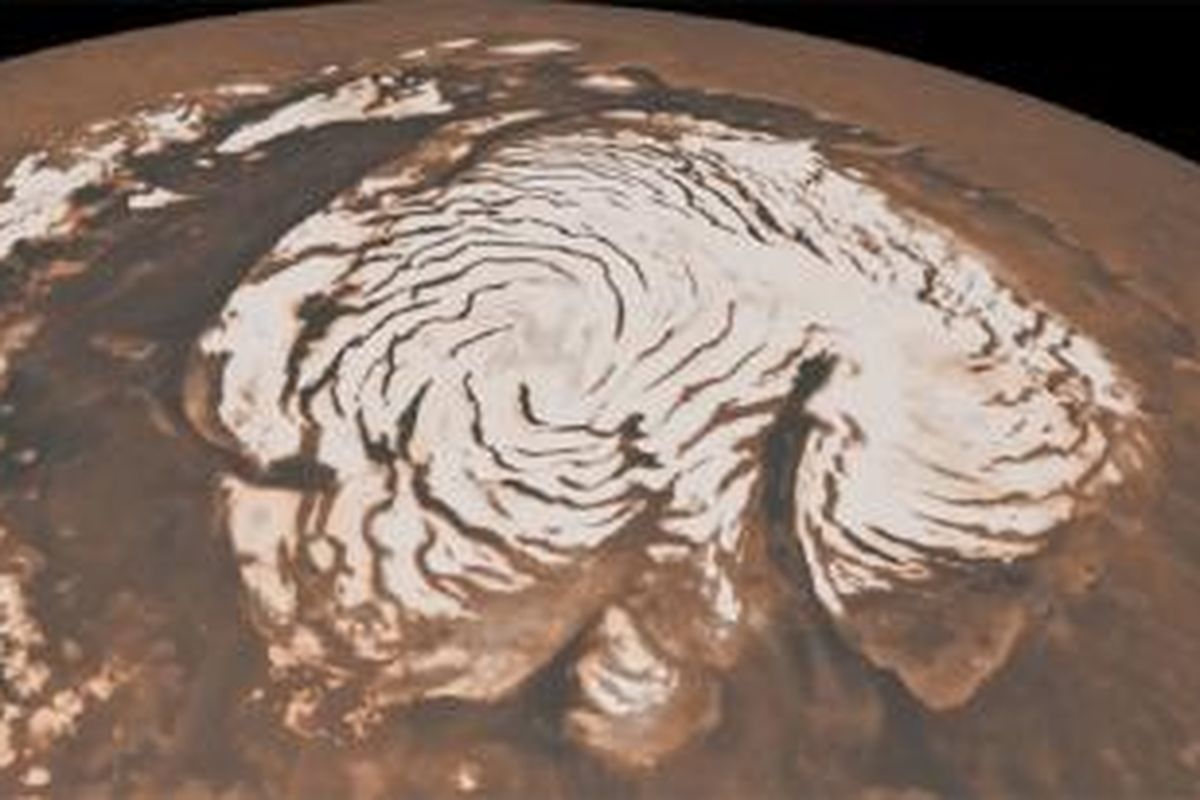 Es menutupi kutub utara Mars.