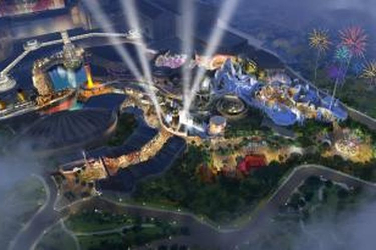 Desain aerial Twentieth Century Fox World Theme Park.