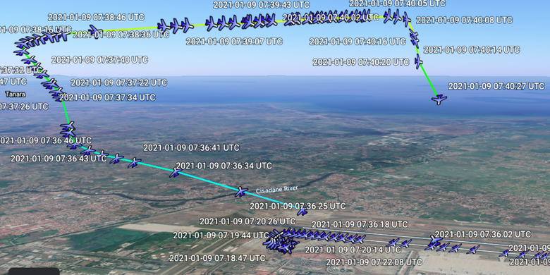 Parah! Google Earth Bisa Tampilkan Rute 3D Sriwijaya Air SJ182, Begini Caranya