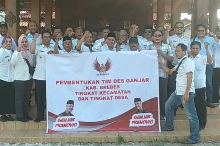 Tangkapan layar video paguyuban kades di Brebes, Jawa Tengah deklarasi dukung Gubernur Jateng Ganjar Pranowo Presiden 2024. (Istimewa)