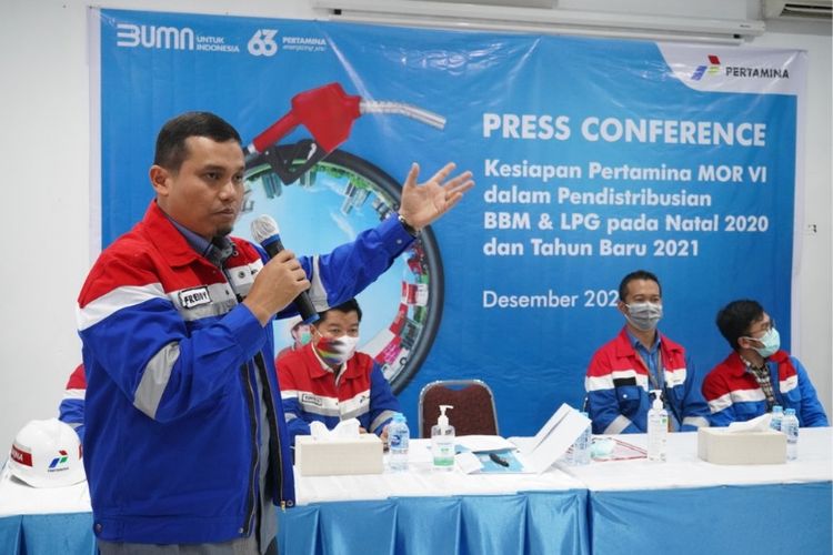 Konferensi pers kesiapan Pertamina MOR VI dalam pendistribusian BBM dan LPB di momen libur akhir tahun 2020. 