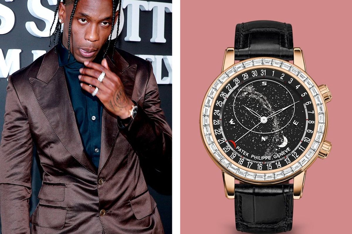 Travis Scott mengenakan arloji Patek Philippe Celestial