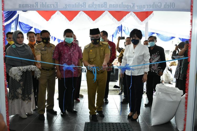 Peluncuran Pasar Fisik Lada dan Pelepasan Ekspor Lada Muntok White Pepper ke Jepang yang dilaksanakan di Kantor Pemasaran Bersama (KPB) Lada Provinsi Kepulauan Bangka Belitung, Sabtu (15/8/2020).