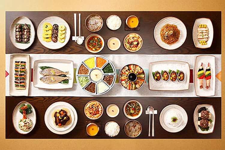 Ilustasi makanan tradisional korea untuk keluarga kerajaan.