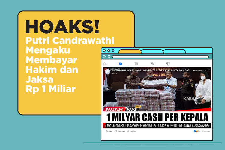 HOAKS! Putri Candrawathi Mengaku Membayar Hakim dan Jaksa Rp 1 Miliar