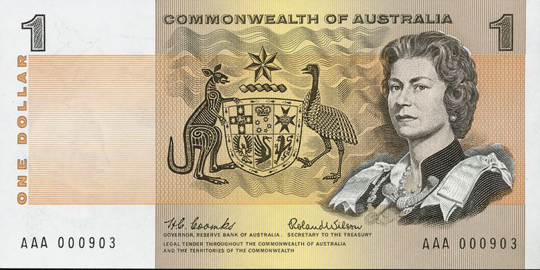 Sudah menjadi tradisi gambar Raja/Ratu muncul di mata uang kertas dengan nilai terendah seperti 1 dollar yang sekarang tidak digunakan lagi di Australia.