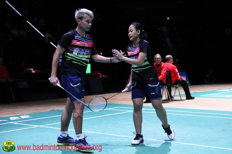 Pasangan ganda campuran, Rinov Rivaldy/Pitha Haningtyas Mentari, melangkah ke final Swiss Open, 16 Maret 2019. 
