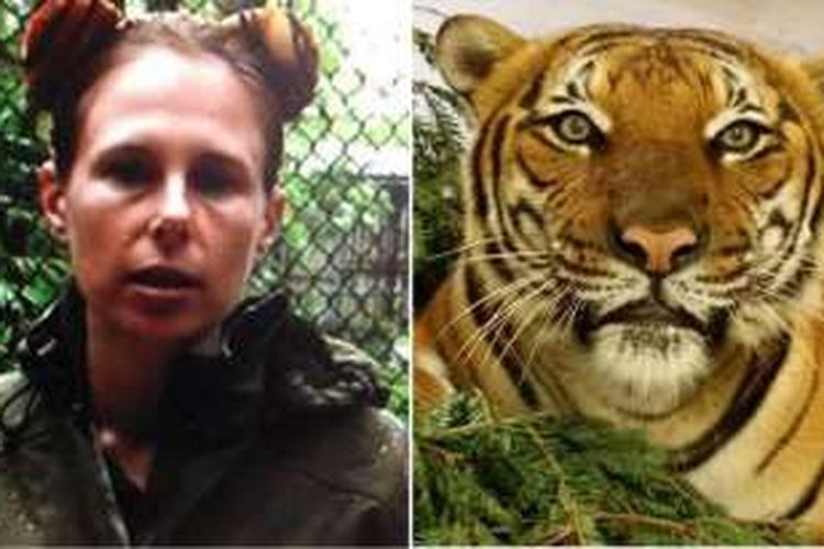 Stacey Konwiser (38) dan foto harimau yang diunggahnya ke Facebook.