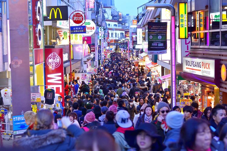 Ilustrasi Harajuku di Tokyo, Jepang.