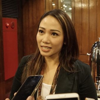 Salah satu moderator debat kedua pilpres sekaligus pembaca berita Anisha Dasuki saat ditemui di Hotel Sari Pasific, Jakarta Pusat, Sabtu (9/2/2019).