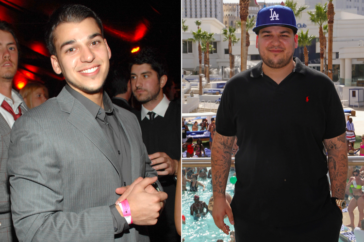 Rob Kardashian di awal season dan masa kini.