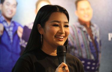 Fitri Carlina saat press conference album launching WALI 20.20 di KFC Mall Artha Gading, Jakarta, Kamis (12/3/2020).