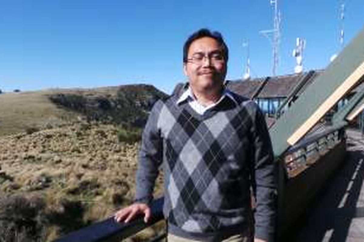 Mohamad Dian Revindo berpose di The Gondola, Christchurch, Selandia Baru.