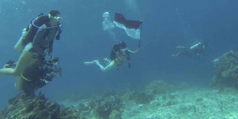 Menikmati keindahan bawah laut Morotai di Maluku Utara. 