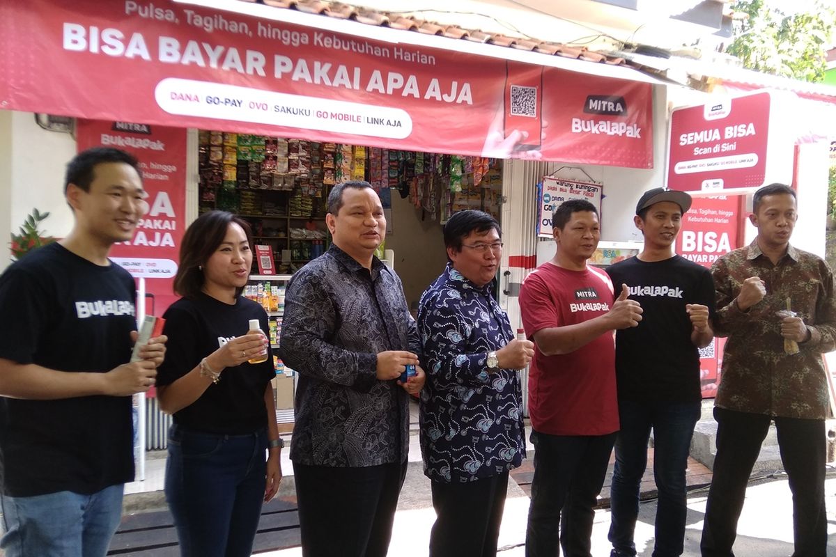 Konferensi pers penerapan QRIS di 1.000 mitra Bukalapak Kemang di Jakarta, Rabu (21/8/2019)