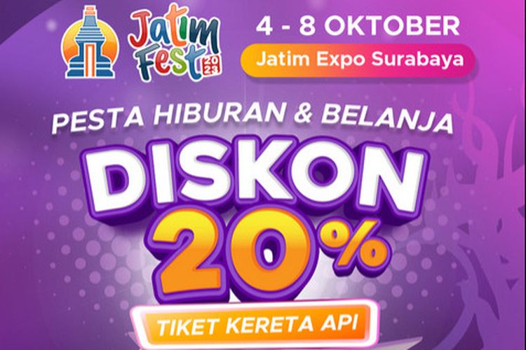 Tangkapan layar diskon 20 persen tiket KA di Jatim Fest 2023.