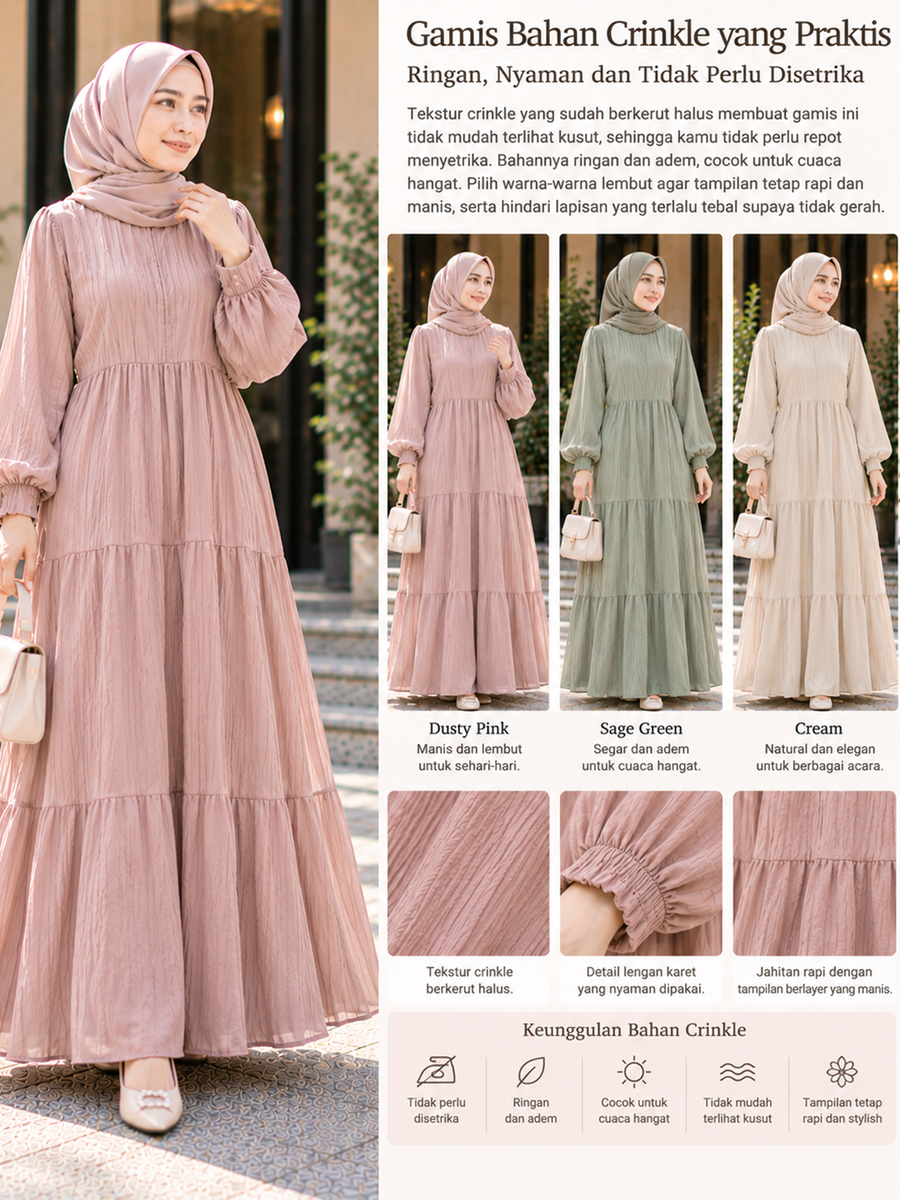 Gamis Crinkle, Praktis dan Cocok untuk Remaja.