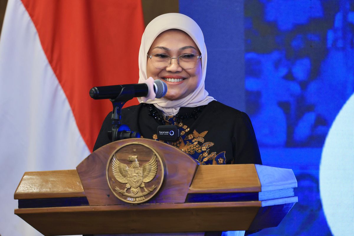 Menteri Ketenagakerjaan (Menaker) Ida Fauziyah saat memimpin delagasi Indonesia dalam acara ILC ke-112 di Jenewa, Swiss. 