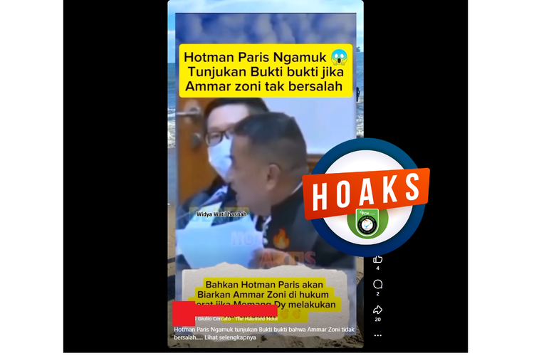 Video yang mengeklaim Hotman Paris menunjukan bukti Ammar Zoni tidak bersalah. 