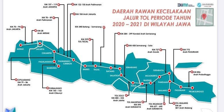 Daerah rawan kecelakaan di jalur tol Jawa 2020-2021
