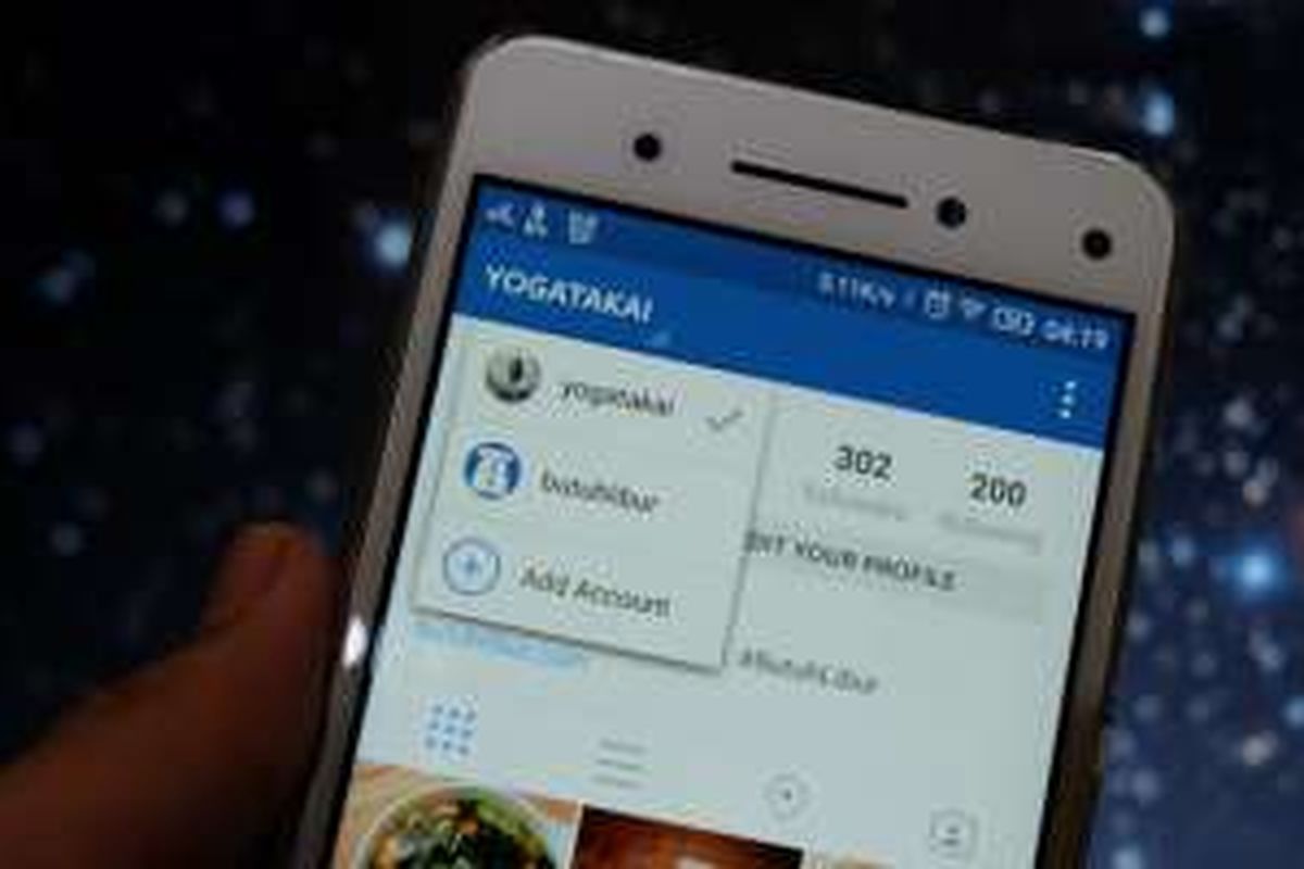 Tampilan fitur multi account pada aplikasi Instagram untuk Android