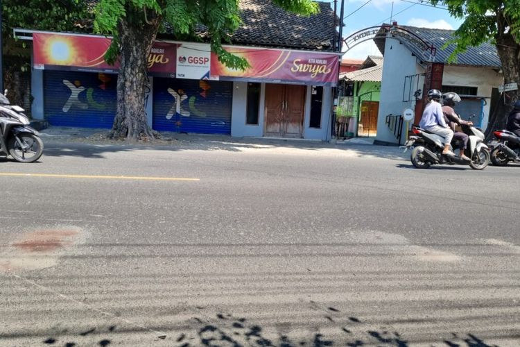 Lokasi kecelakaan dua sepeda motor di jalan Bantul. Selasa (26/9/2023)