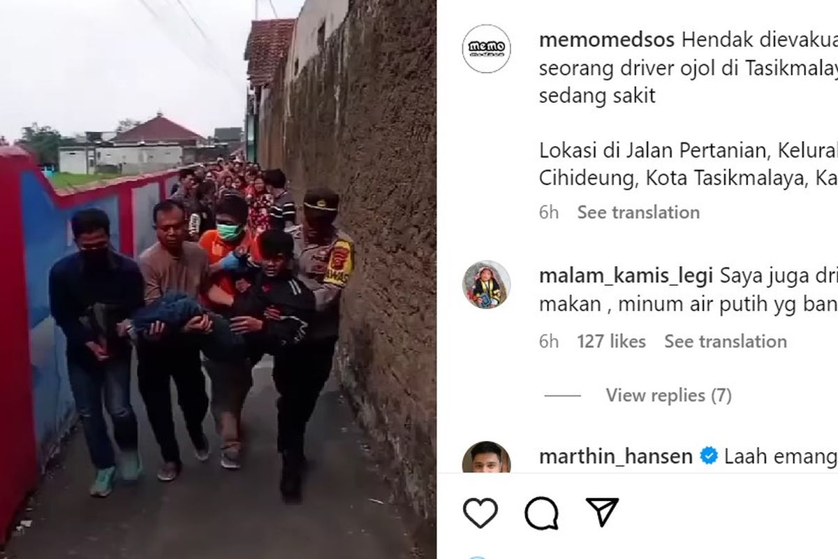 Pengemudi ojek online di Kelurahan Cilembang, Kecamatan Cihideung, Kota Tasikmalaya, Jawa Barat, tiba-tiba bangun saat hendak dimasukkan ke dalam kantong jenazah, Kamis (18/7/2024). Driver ojol tersebut awalnya diduga meninggal.