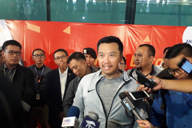 Menteri Pemuda dan Olahraga Imam Nahrawi saat ditemui di Bandara Soekarno-Hatta, Tangerang, Rabu (27/2/2019).
