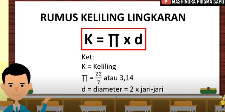 Tangkapan layar Program Belajar yang tayang di TVRI pada Senin, 21 September 2020 dengan materi Lingkaran (Luas dan Keliling) untuk SD Kelas 4-6. 