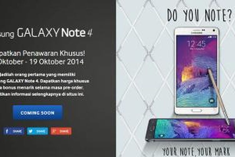sesi pre-order Galaxy Note 4 di situs galaxylaunchpack.com