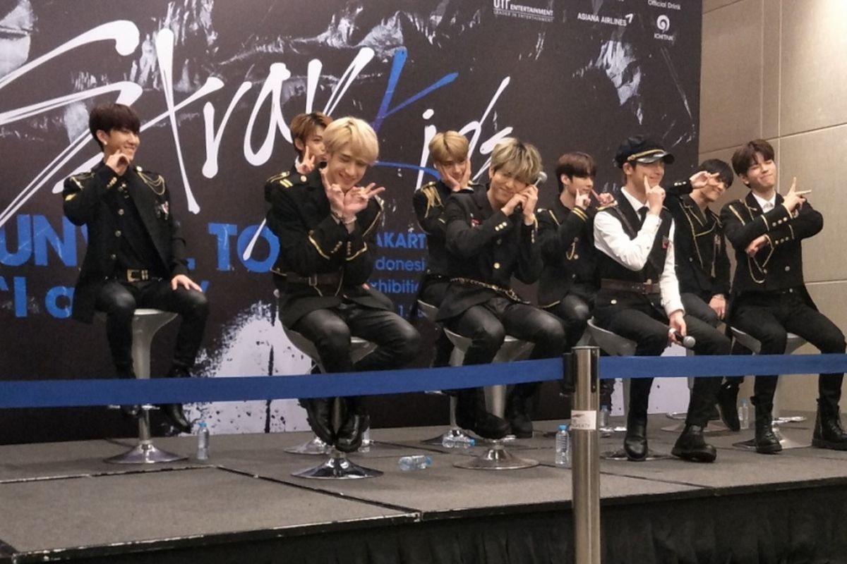 Konferensi pers boyband Stray Kids di ICE BSD, Tangerang, Jumat (25/1/2019) sore.