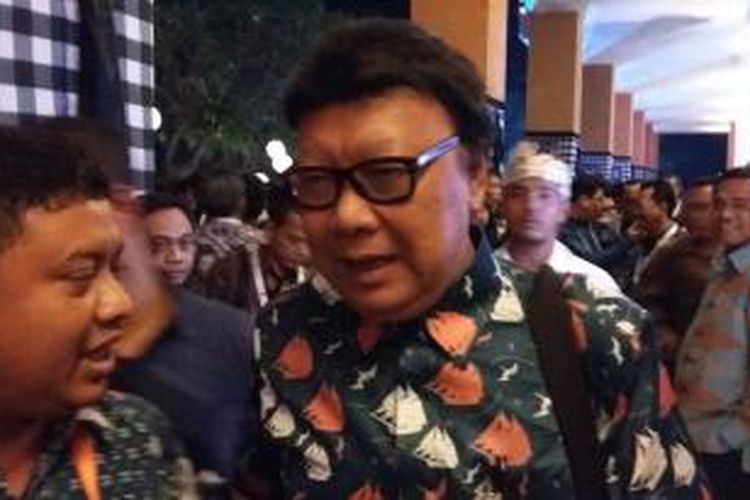 Menteri Dalam Negeri Tjahjo Kumolo saat ditemui di Nusa Dua, Bali, Sabtu (16/1/2016).